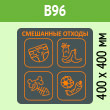 Наклейка на бак «Смешанные отходы», B96 (пленка, 400х400 мм)